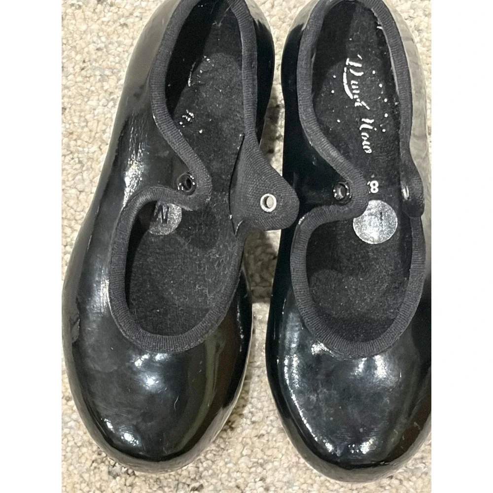 Dance Now Kids Black Patent Mary Jane Tap Shoes Bloch Techno Tap 8.5 M DN3720G